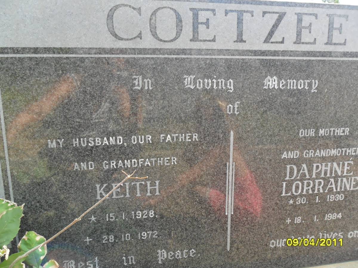COETZEE Keith 1928-1972 &amp; Daphne Lorraine 1930-1984