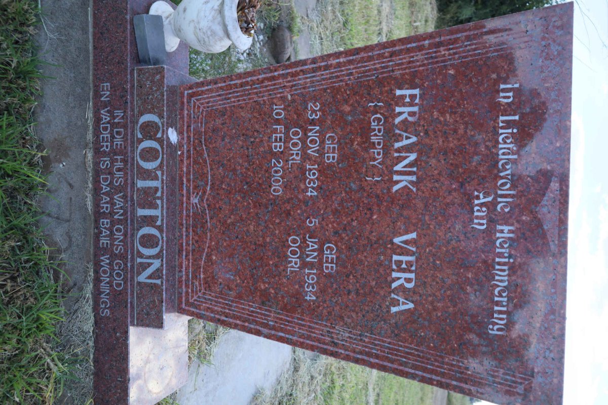 COTTON Frank 1934-2000 &amp; Vera 1934-