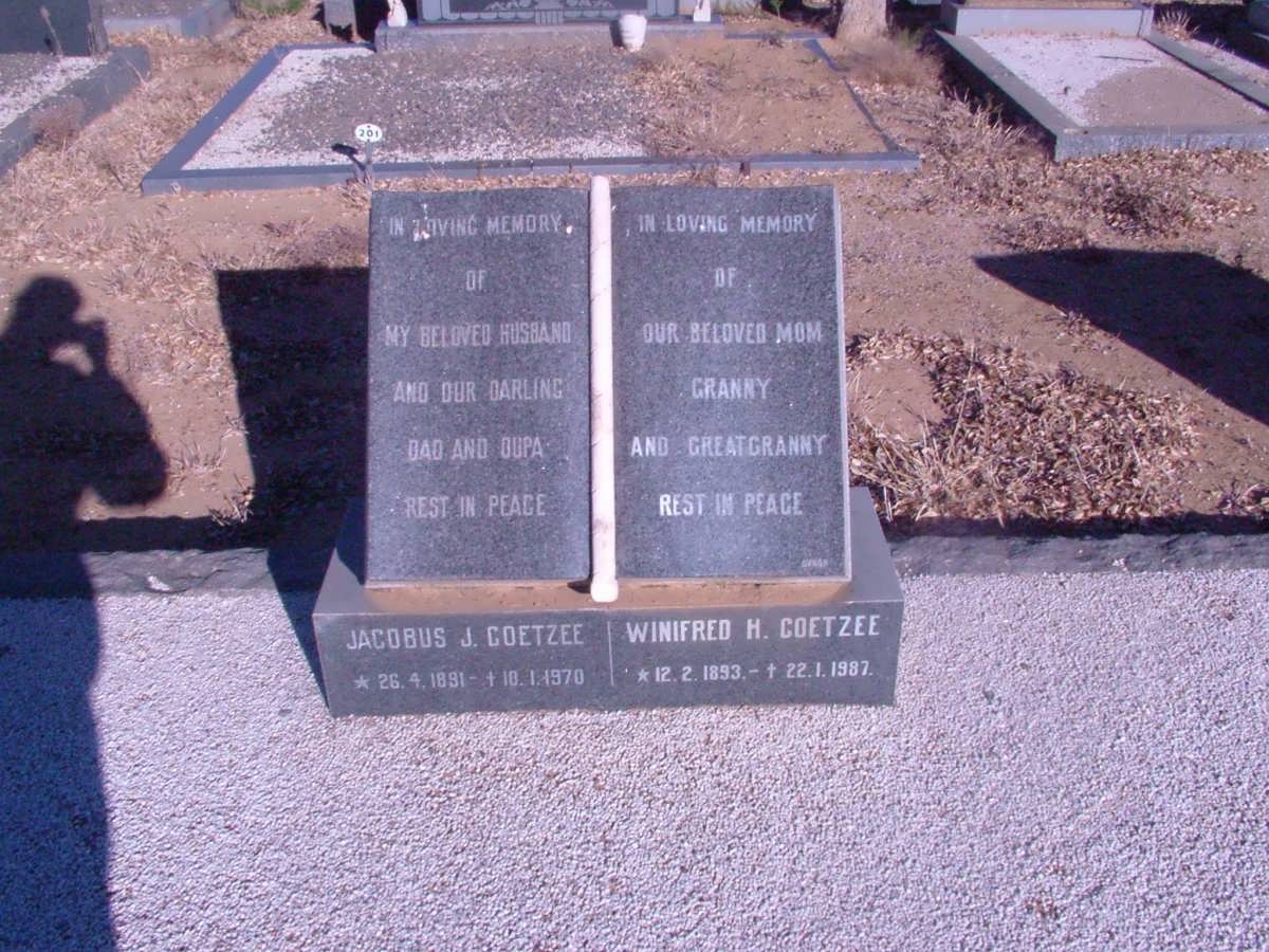 COETZEE Jacobus J. 1891-1970 &amp; Winifred H. 1893-1987