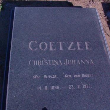 COETZEE Christina Johanna nee OLIVIER geb VAN BOSCH 1896-1977