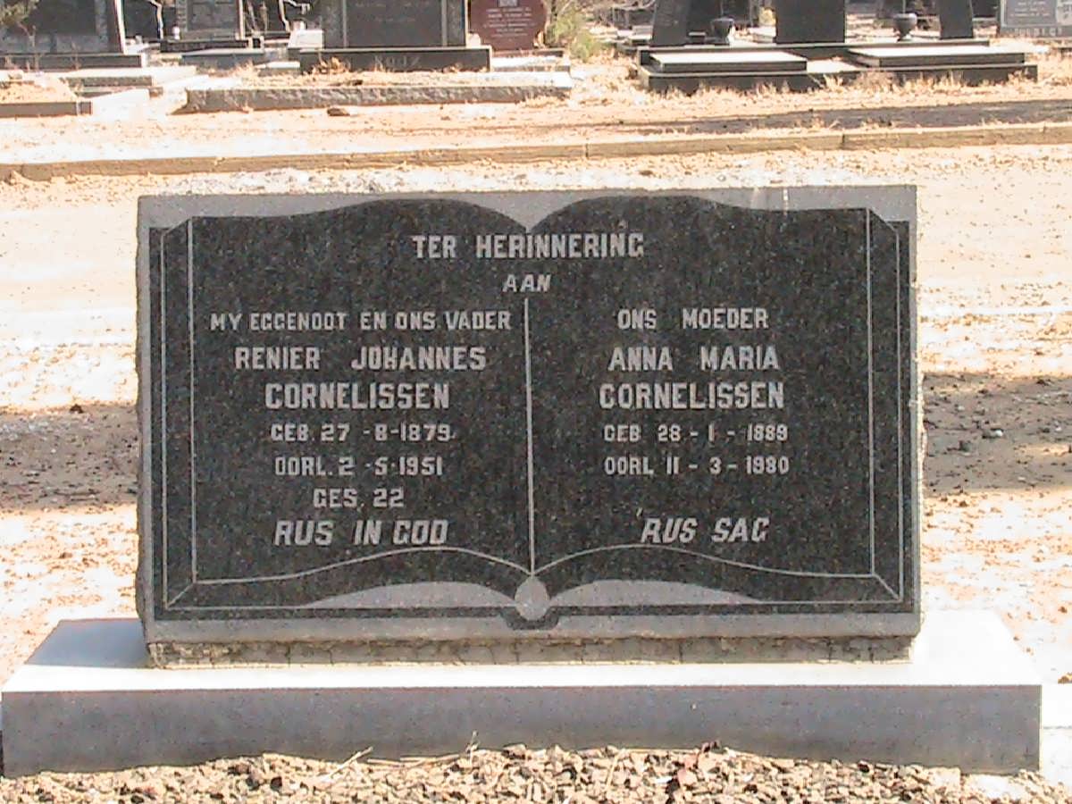 CORNELISSEN Renier Johannes 1879-1951 &amp; Anna Maria 1889-1980