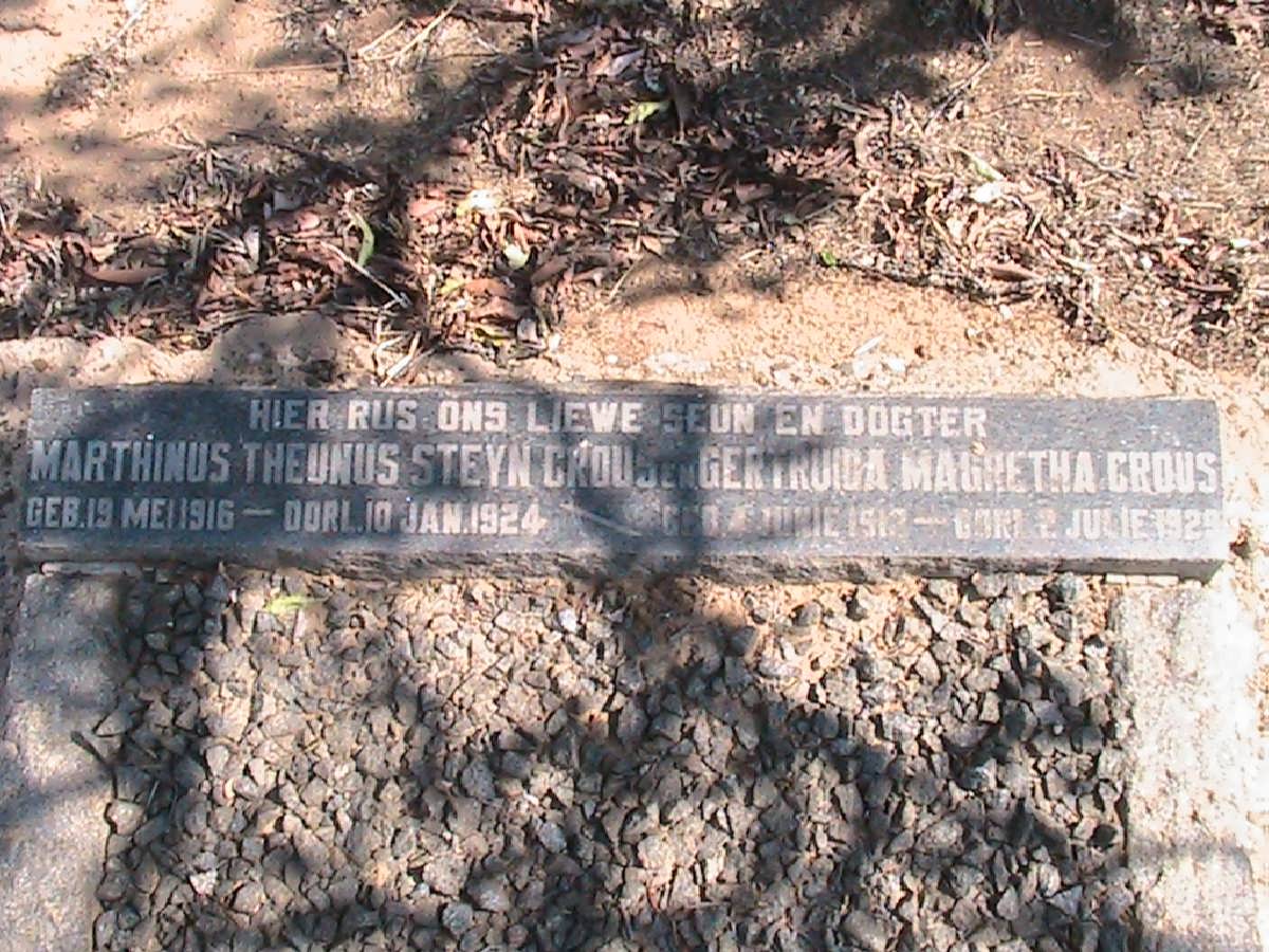 CROUS Marthinus Theunis Steyn 1916-1924 :: CROUS Gertruida Magretha 1912-1929