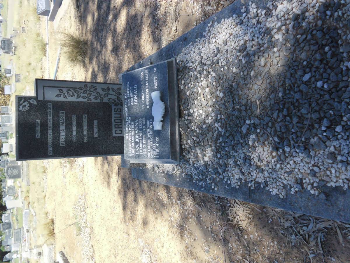 CROUS Aletta Maria 1905-1946 :: CROUS Eva Johanna 1939-1955 :: CROUS Ronald 1962-1995