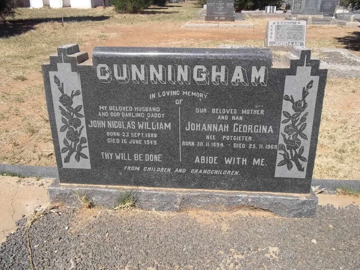 CUNNINGHAM John Nicolas William 1888-1949 &amp; Johannah Georgina POTGIETER 1894-1968