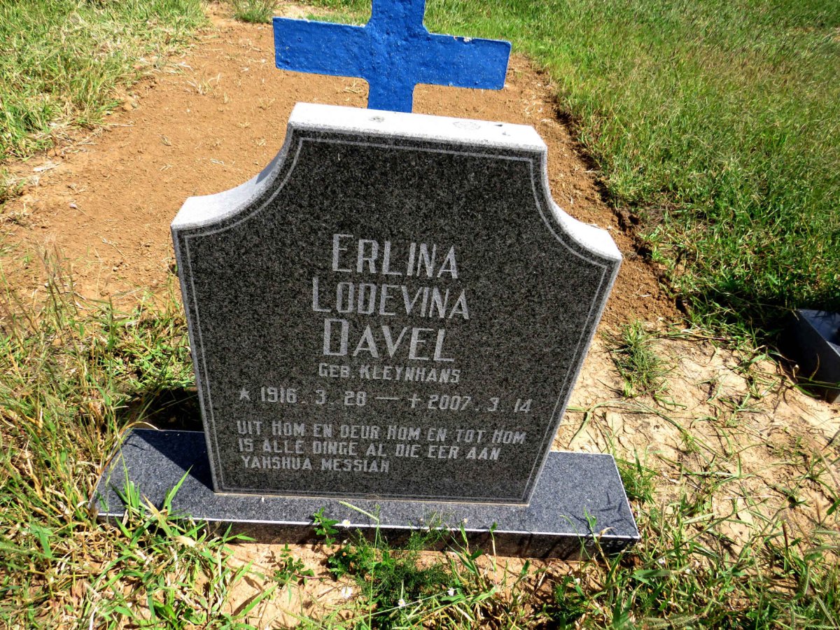 DAVEL Erlina Lodevina nee KLEYNHANS 1916-2007