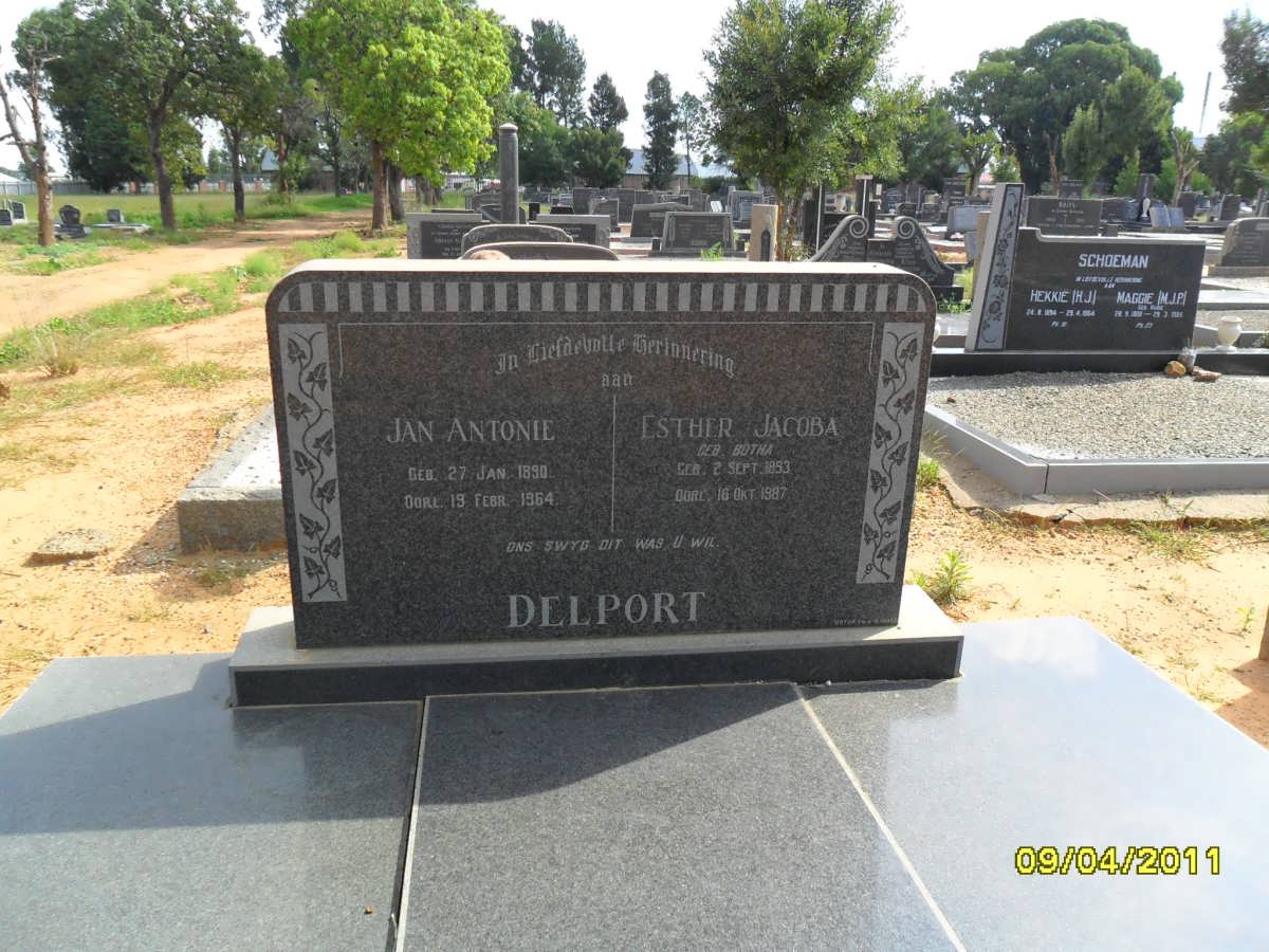 DELPORT Jan Antonie 1890-1964 &amp; Esther Jacoba BOTHA 1893-1987