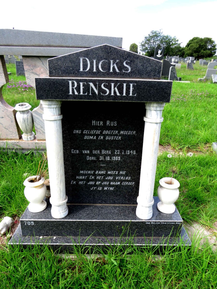 DICKS Renskie nee VAN DER BERG 1948-1989