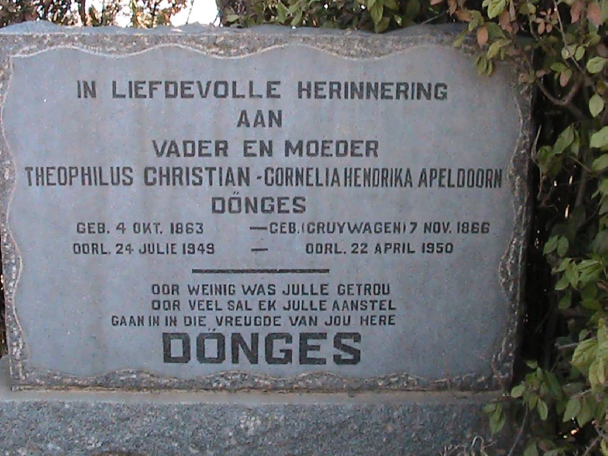 DONGES Theophilus Christian 1863-1949 &amp; Cornelia Hendrika Apeldoorn CRUYWAGEN 1866-1950