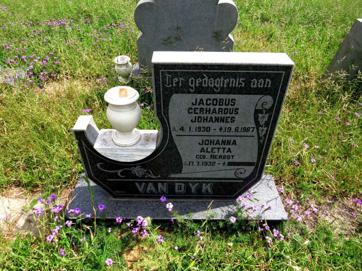 DYK Jacobus Gerhardus Johannes, van 1930-1987 & Johanna Aletta HERBST 1932-