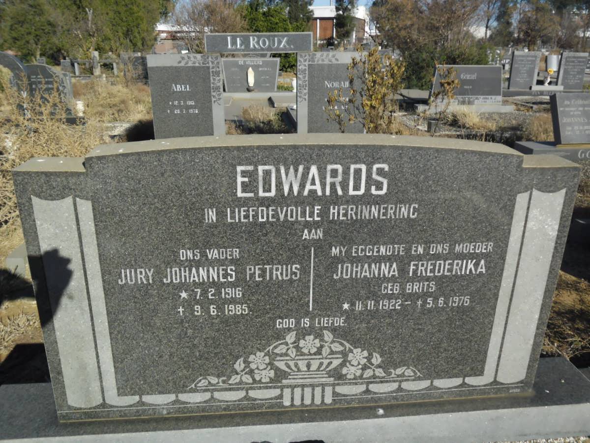 EDWARDS Jury Johannes Petrus 1916-1985 &amp; Johanna Frederika BRITS 1922-1976