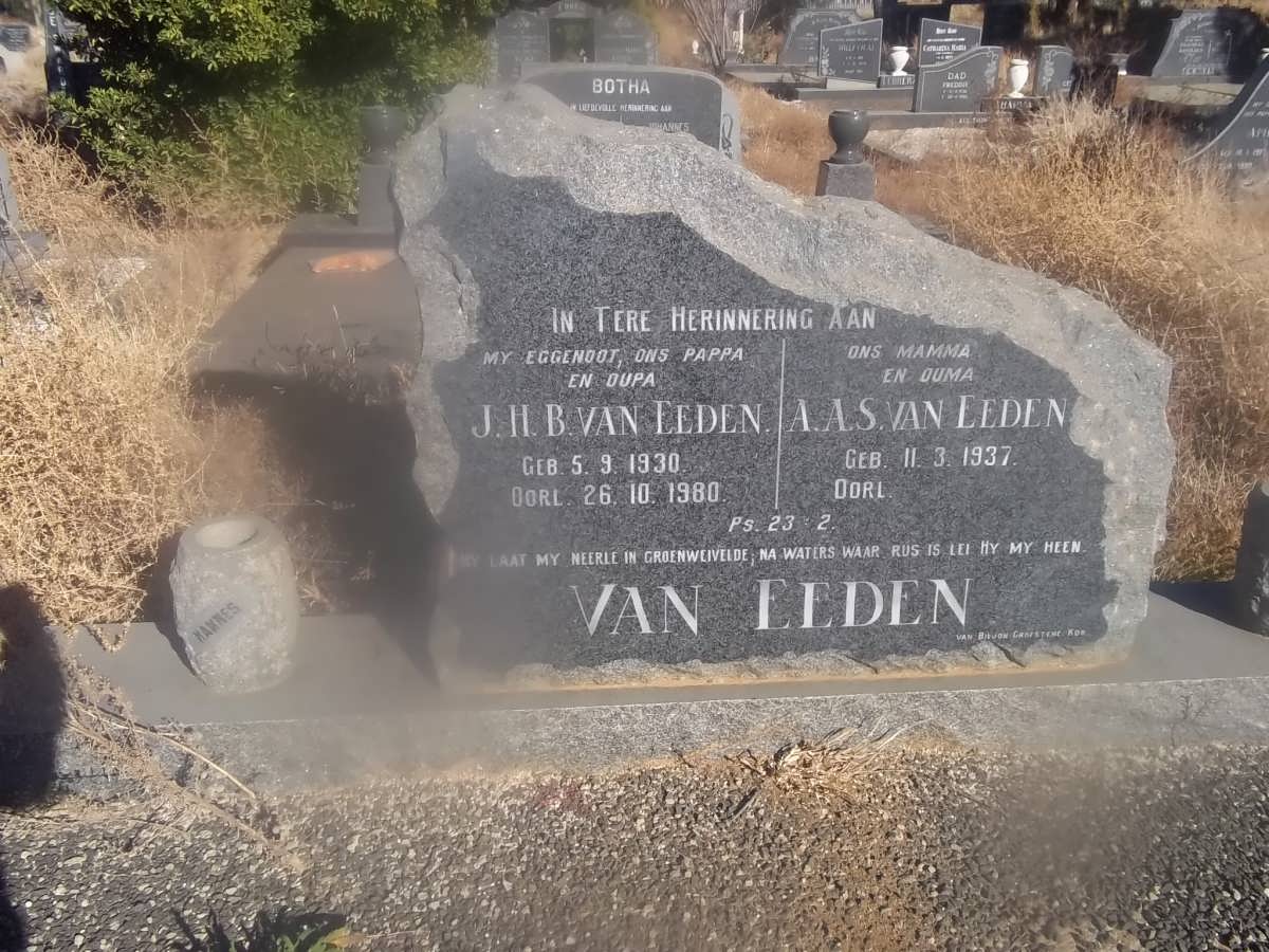 EEDEN J.H.B., van 1930-1980 &amp; A.A.S. 1937-