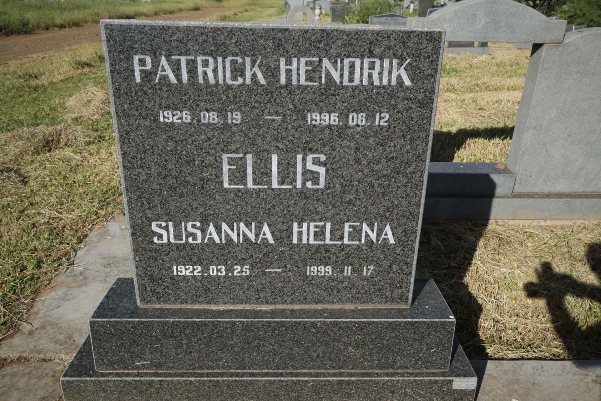ELLIS Patrick Hendrik 1926-1996 &amp; Susanna Helena 1922-1999