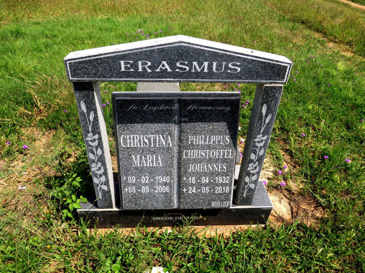 ERASMUS Phillippus Christoffel Johannes 1932-2018 & Christina Maria 1940-2006