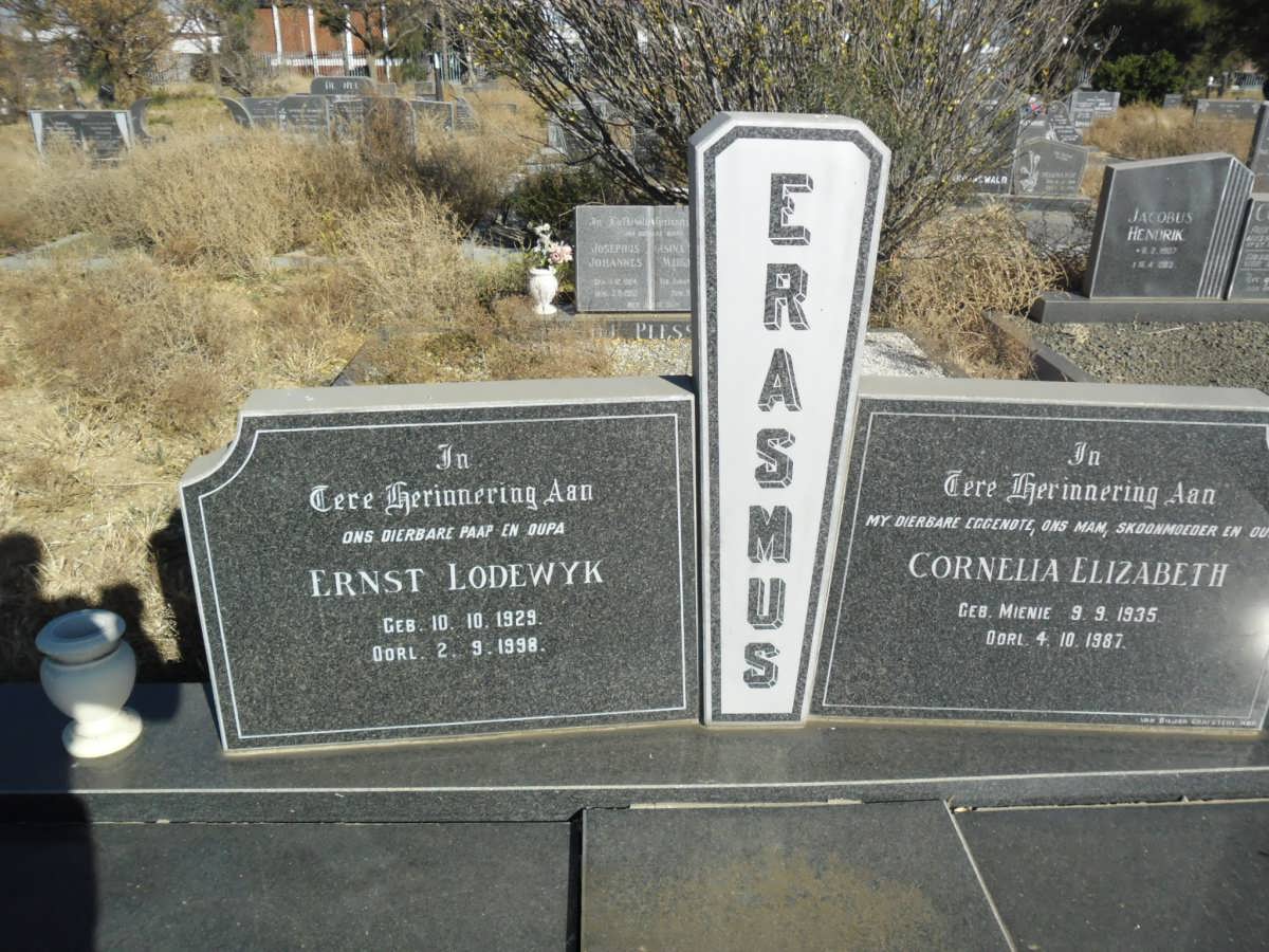 ERASMUS Ernst Lodewyk 1929-1998 &amp; Cornelia Elizabeth MIENIE 1935-1967