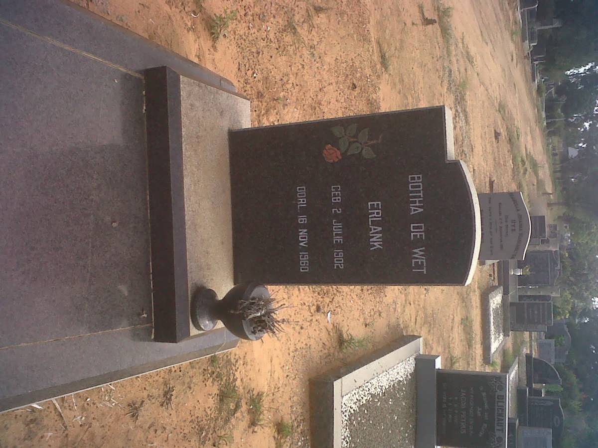ERLANK Botha De Wet 1902-1960