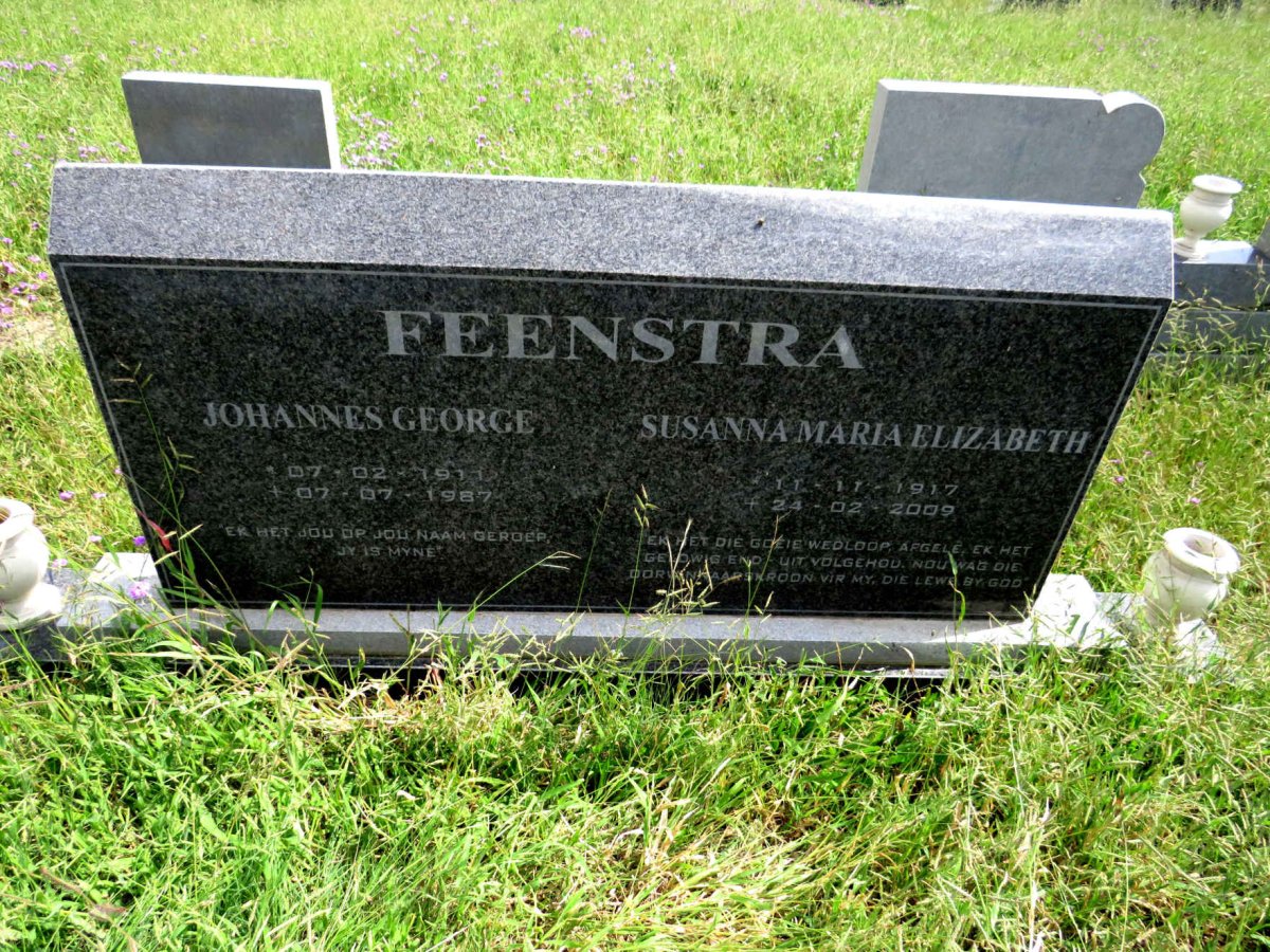 FEENSTRA Johannes George 1911-1987 & Susanna Maria Elizabeth 1917-2009 