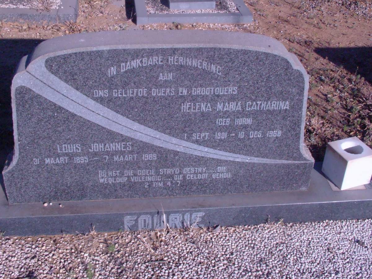 FOURIE Louis Johannes 1895-1969 &amp; Helena Maria Catharina HORN 1901-1968