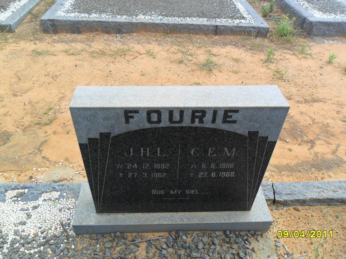 FOURIE J.H.L. 1892-1962 &amp; C.E.M. 1888-1968