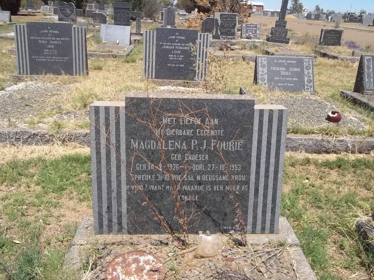 FOURIE Magdalena P.J. nee GROESER 1926-1953
