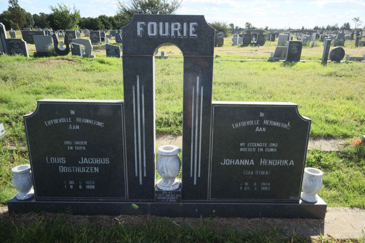 FOURIE Louis Jacobus Oosthuizen 1923-1998 &amp; Johanna Hendrika STOLS 1924-1993