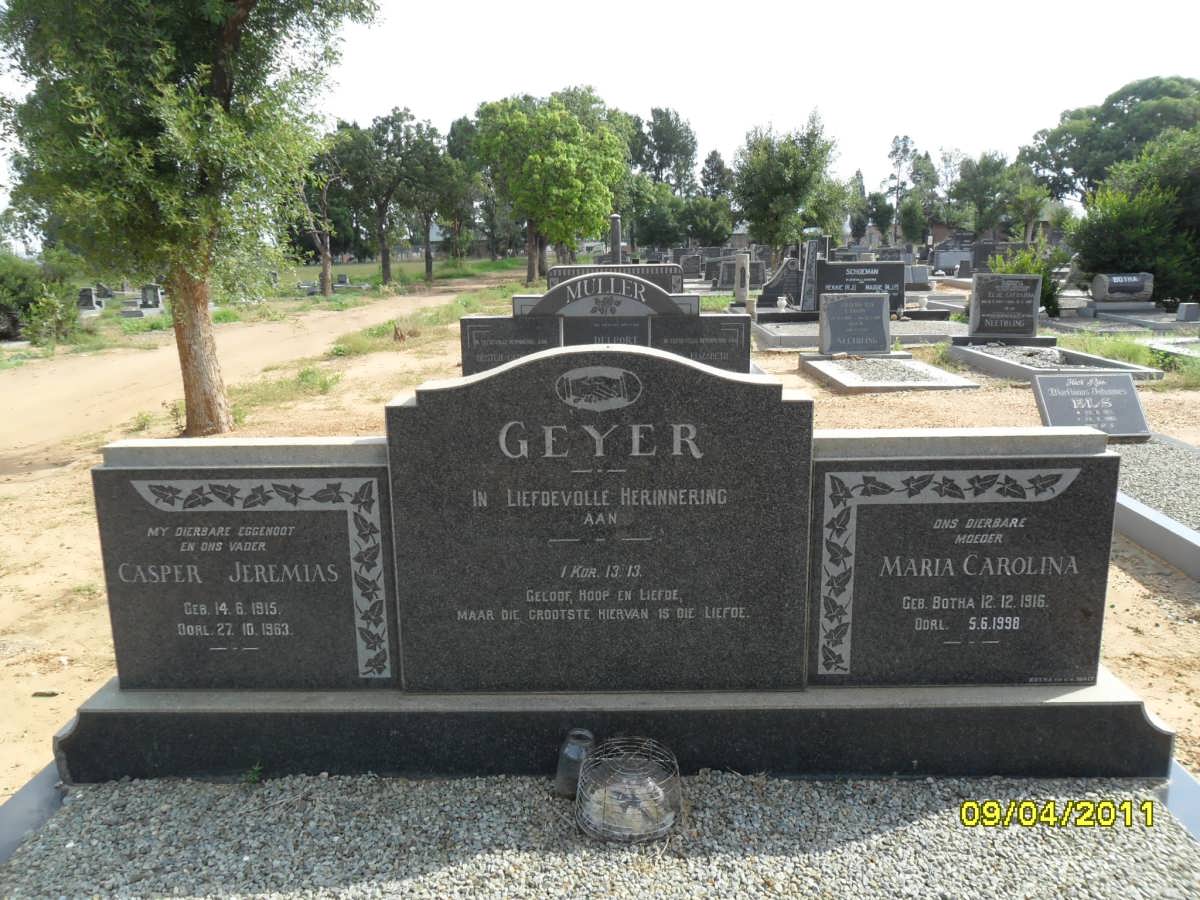 GEYER Casper Jeremias 1915-1963 &amp; Maria Carolina BOTHA 1916-1998
