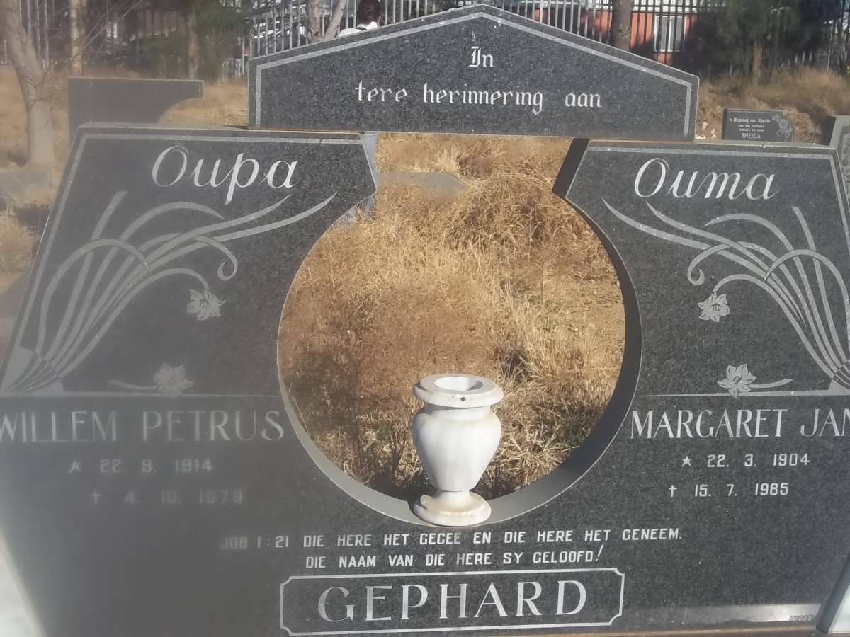 GEPHARD Willem Petrus 1914-1979 &amp; Margaret Jane 1904-1985