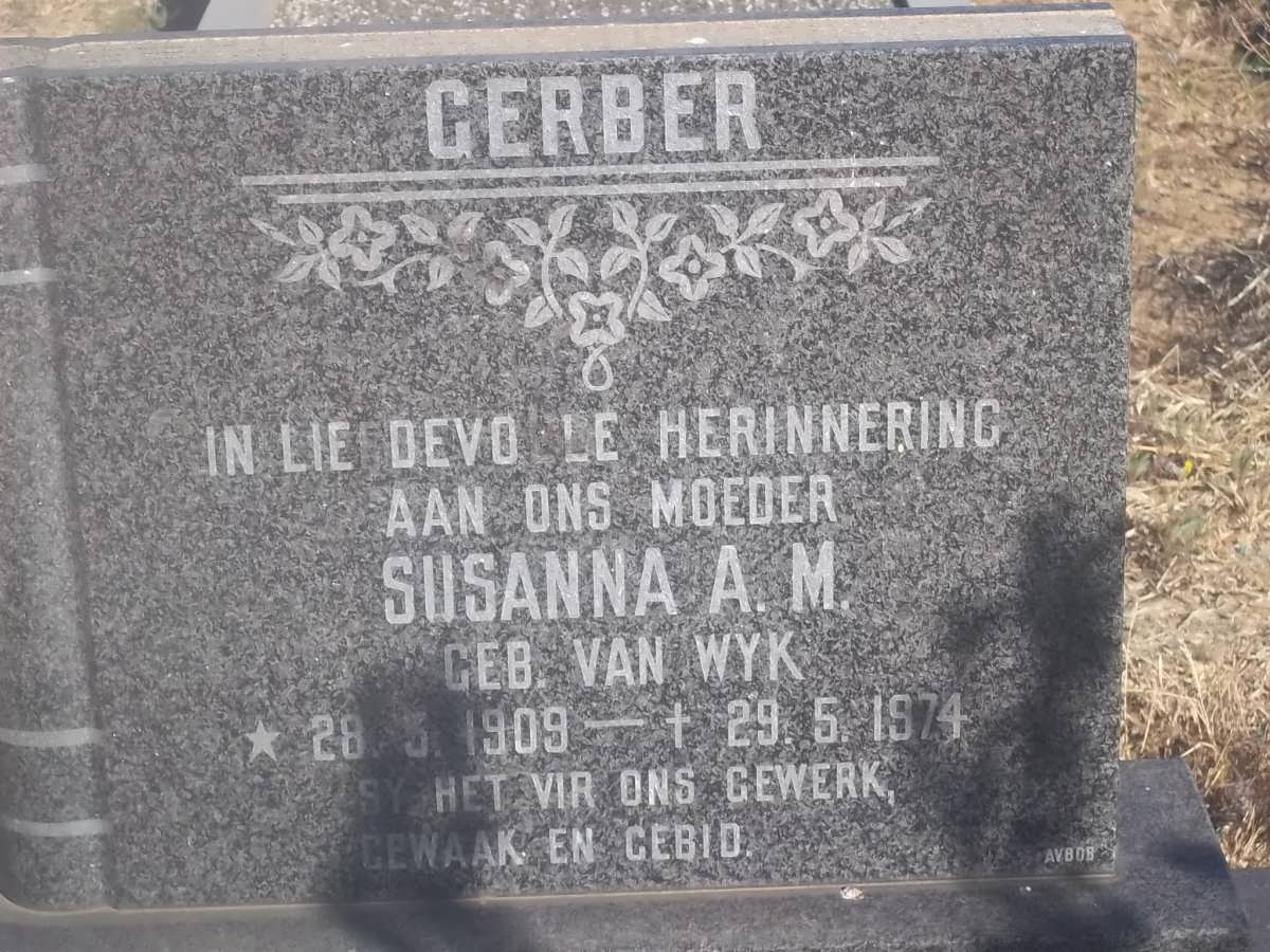GERBER Susanna A.M. nee VAN WYK 1909-1974