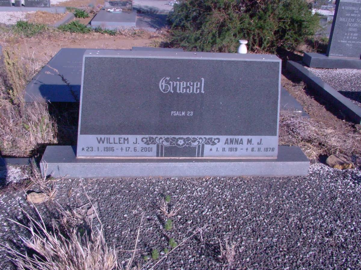 GRIESEL Willem J. 1916-2001 &amp; Anna M.J. 1919-1978