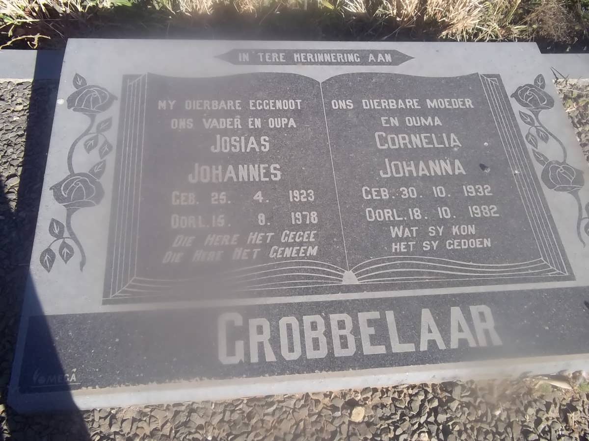 GROBBELAAR Josias Johannes 1923-1978 &amp; Cornelia Johanna 1932-1982