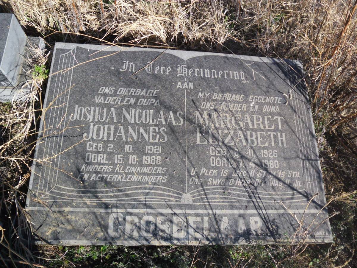 GROBBELAAR Joshua Nicolaas Johannes 1921-1988 &amp; Margaret Elizabeth 1926-1980