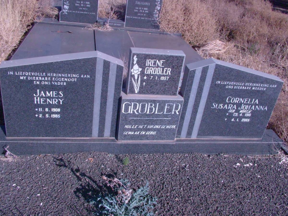 GROBLER James Henry 1908-1985 &amp; Cornelia Susara Johanna NORTJE 1918-2005 :: GROBLER Irene 1957-