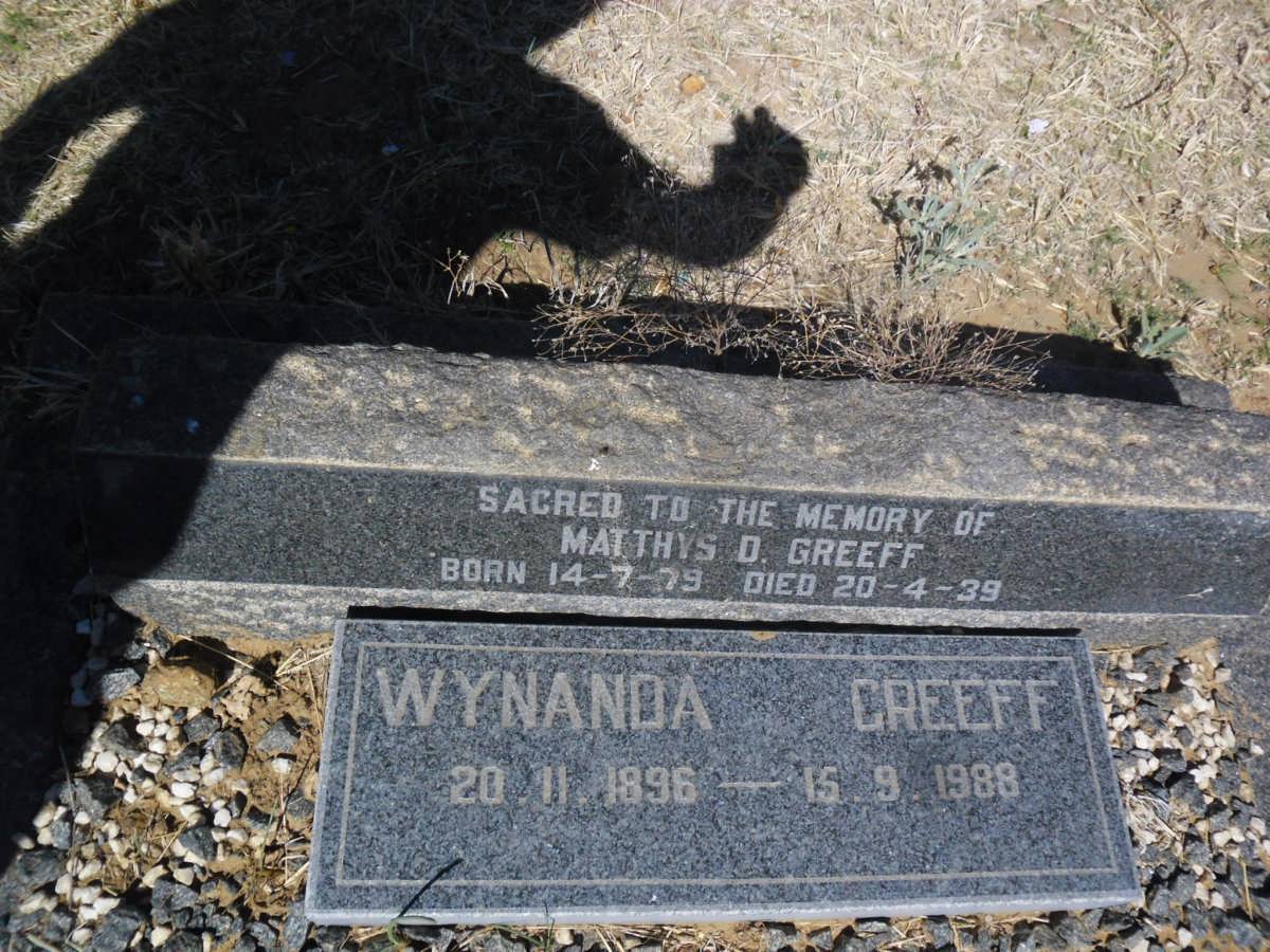 GREEFF Matthys D. 1879-1939 &amp; Wynanda 1896-1988