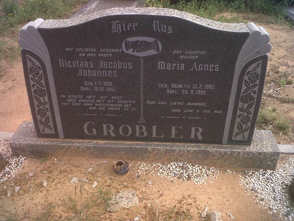 GROBLER Nicolaas Jacobus Johannes 1881-1957 &amp; Maria Agnes DENEYS 1887-1962