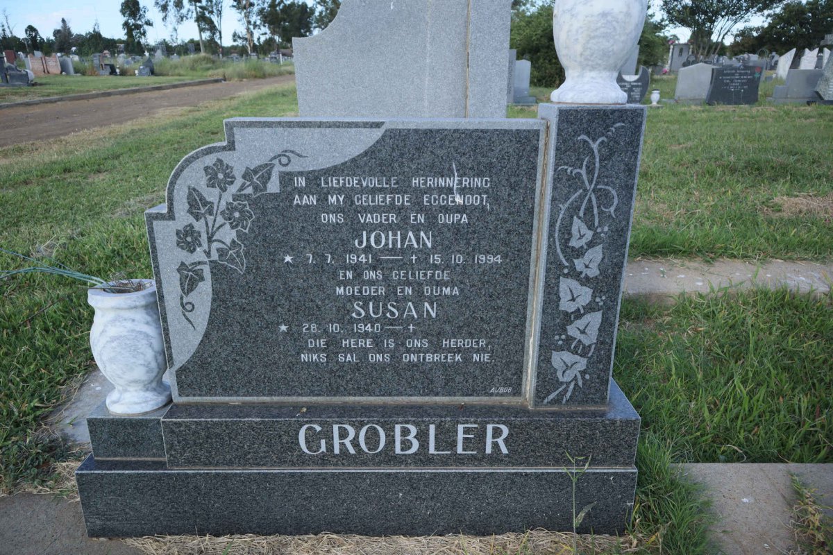 GROBLER Johan 1941-1994 &amp; Susan 1940-