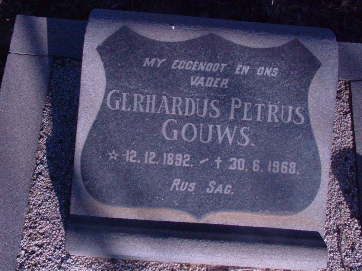 GOUWS Gerhardus Petrus 1892-1968