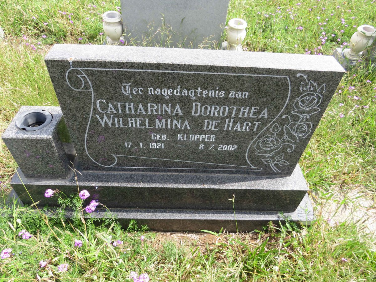 HART Catharina Dorothea Wilhelmina, de nee KLOPPER 1921-2002