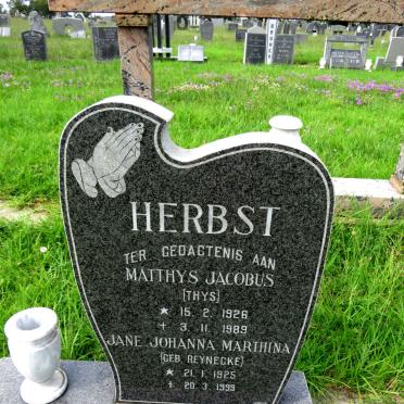 HERBST Matthys Jacobus 1926-1989 & Jane Johanna Marthina REYNECKE 1925-1999