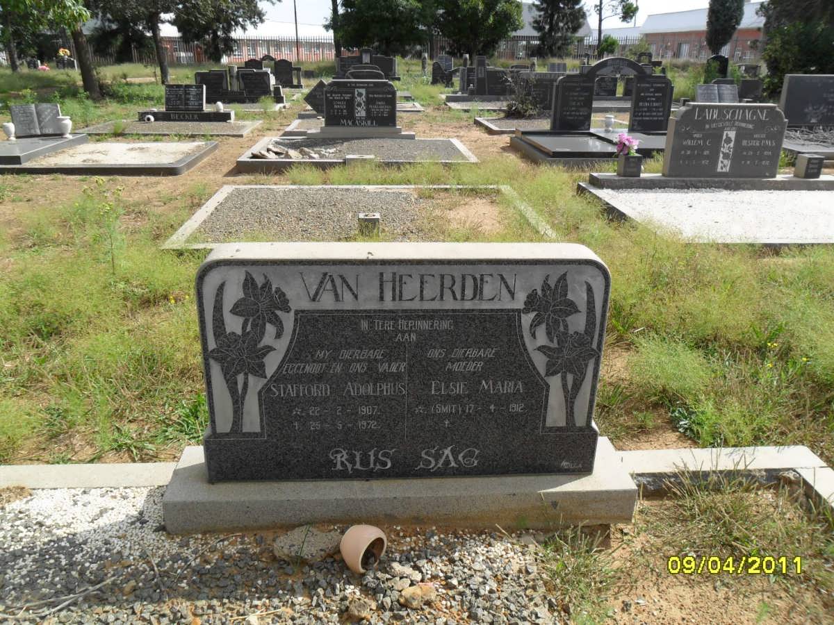 HEERDEN Stafford Adolphus, van 1907-1972 &amp; Elsie Maria SMIT 1912-