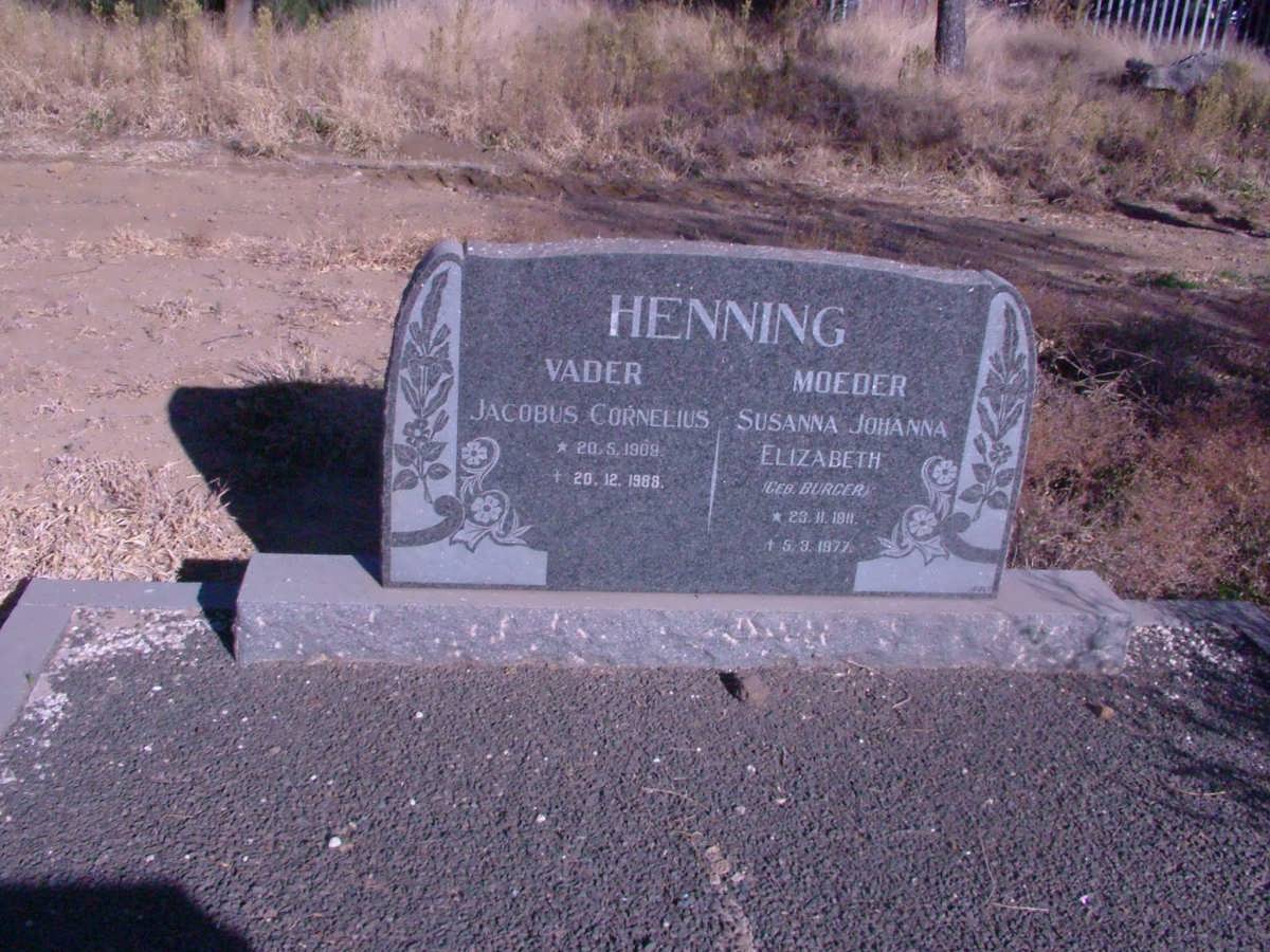 HENNING Jacobus Cornelius 1909-1988 &amp; Susanna Johanna Elizabeth BURGER 1911-1977