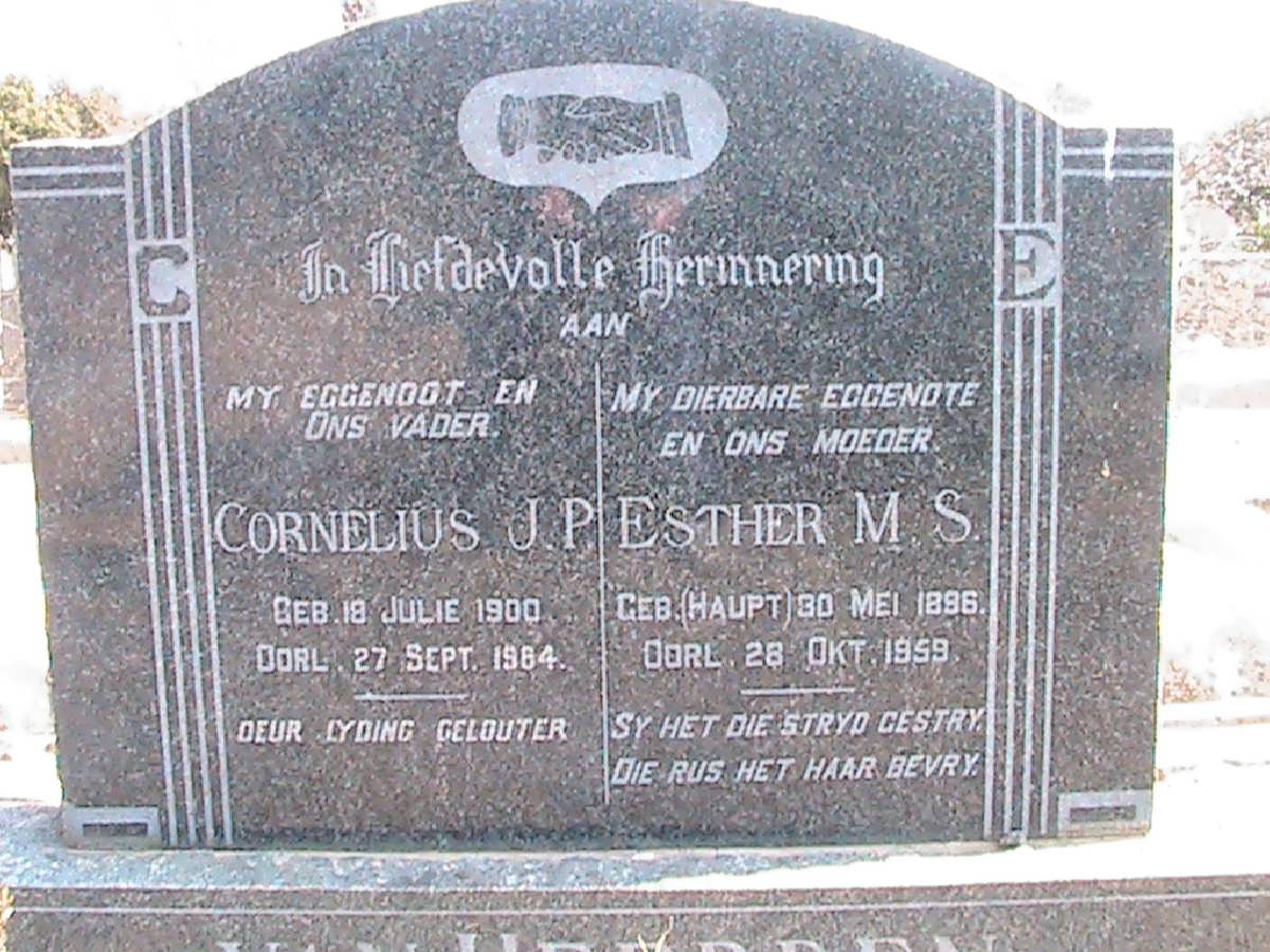 HEERDEN Cornelius J.P., van 1900-1964 &amp; Esther M.S. HAUPT 1896-1959
