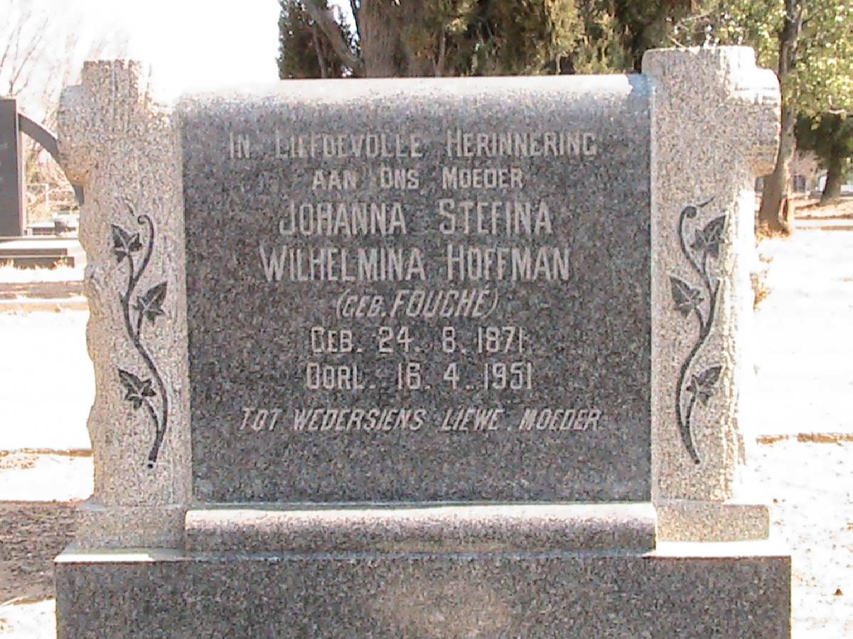 HOFFMAN Johanna Stefina Wilhelmina nee FOUCHE 1871-1951