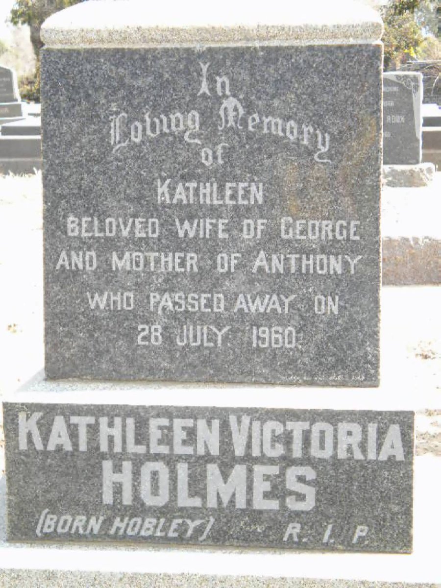 HOLMES Kathleen Victoria nee HOBLEY -1960