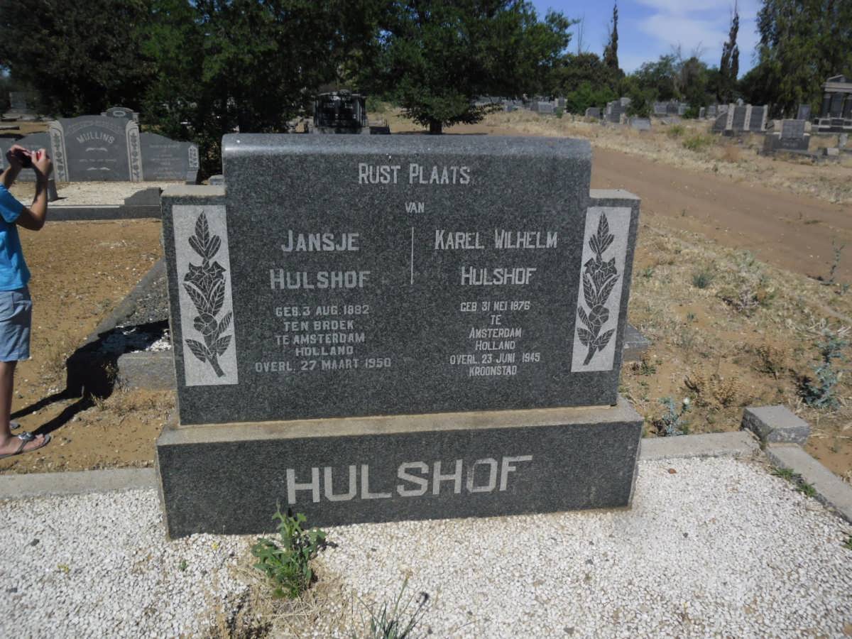 HULSHOF Karel Wilhelm 1876-1945 &amp; Jansje 1882-1950