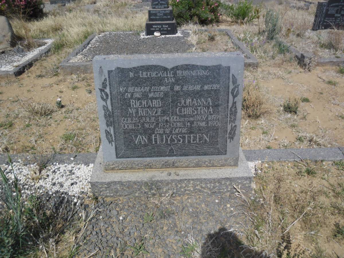 HUYSSTEEN Richard McKenzie, van 1894-1952 &amp; Johanna Christina HEYMANS 1899-1970