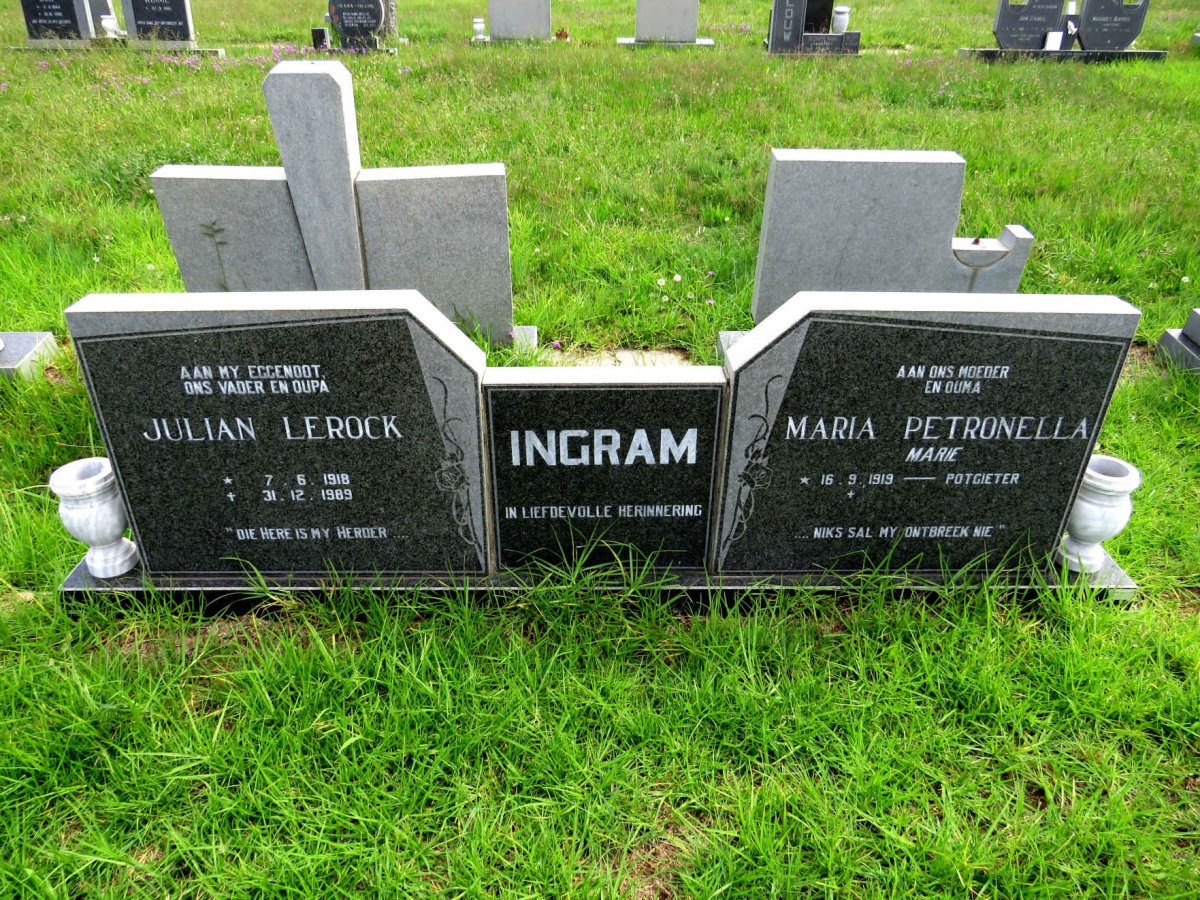 INGRAM Julian Lerock 1918-1989 & Marie Petronella POTGIETER 1919-