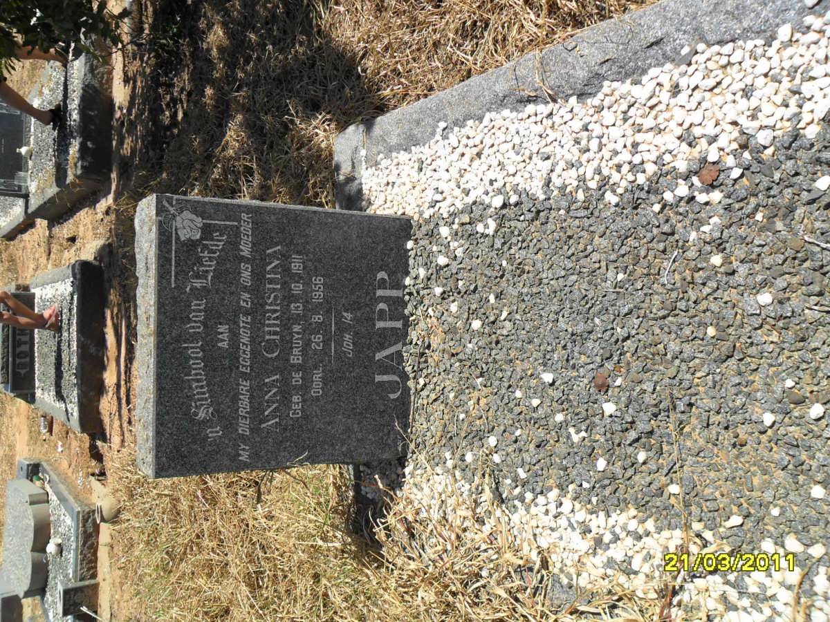 JAPP Anna Christina nee De BRUYN 1911-1956