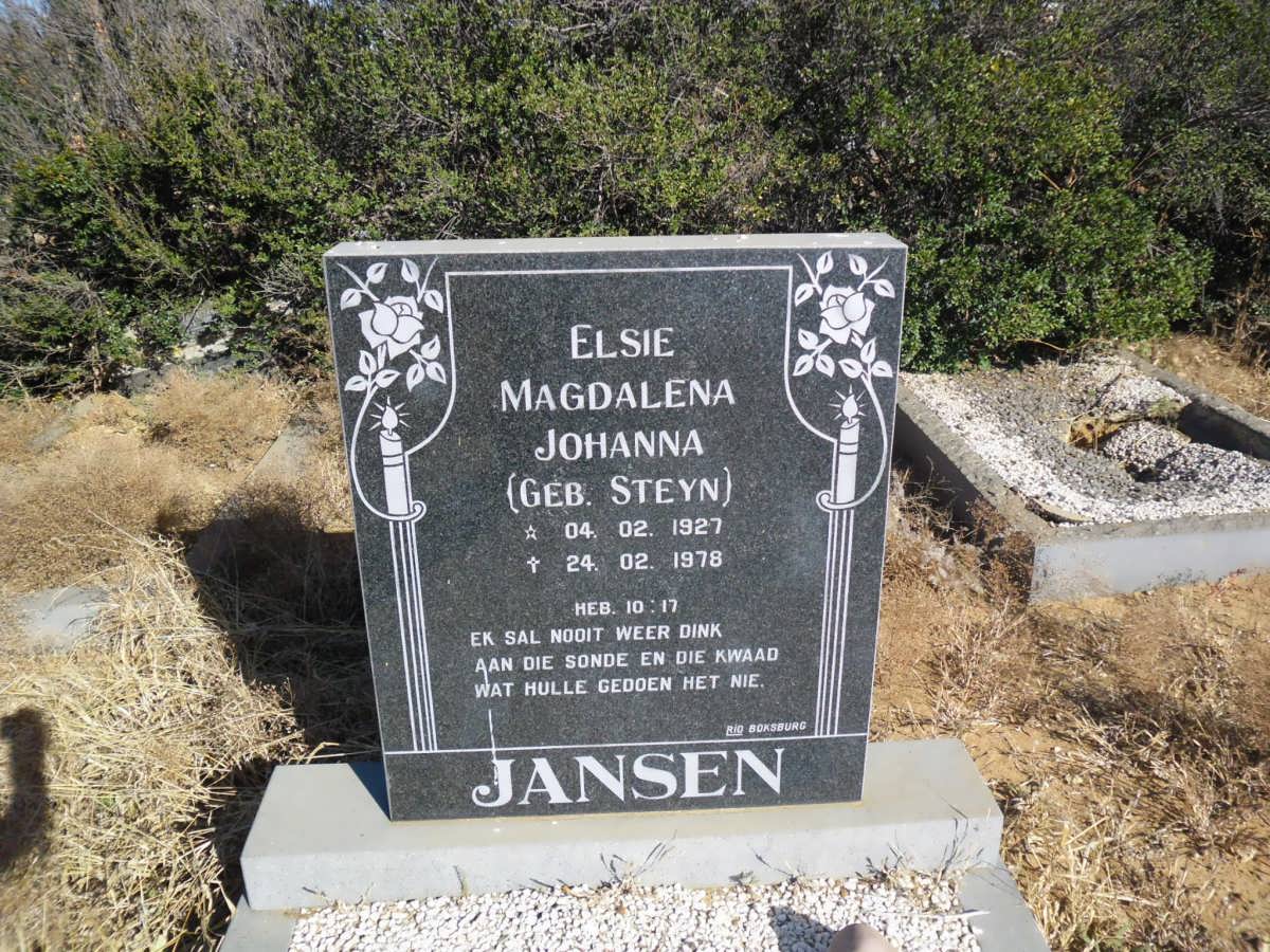 JANSEN Elsa Magdalena Johanna nee STEYN 1927-1978