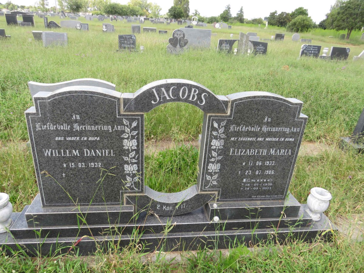 JACOBS Willem Daniel 1932- & Elizabeth Maria 1933-1986 :: JACOBS Esme 1970-2011