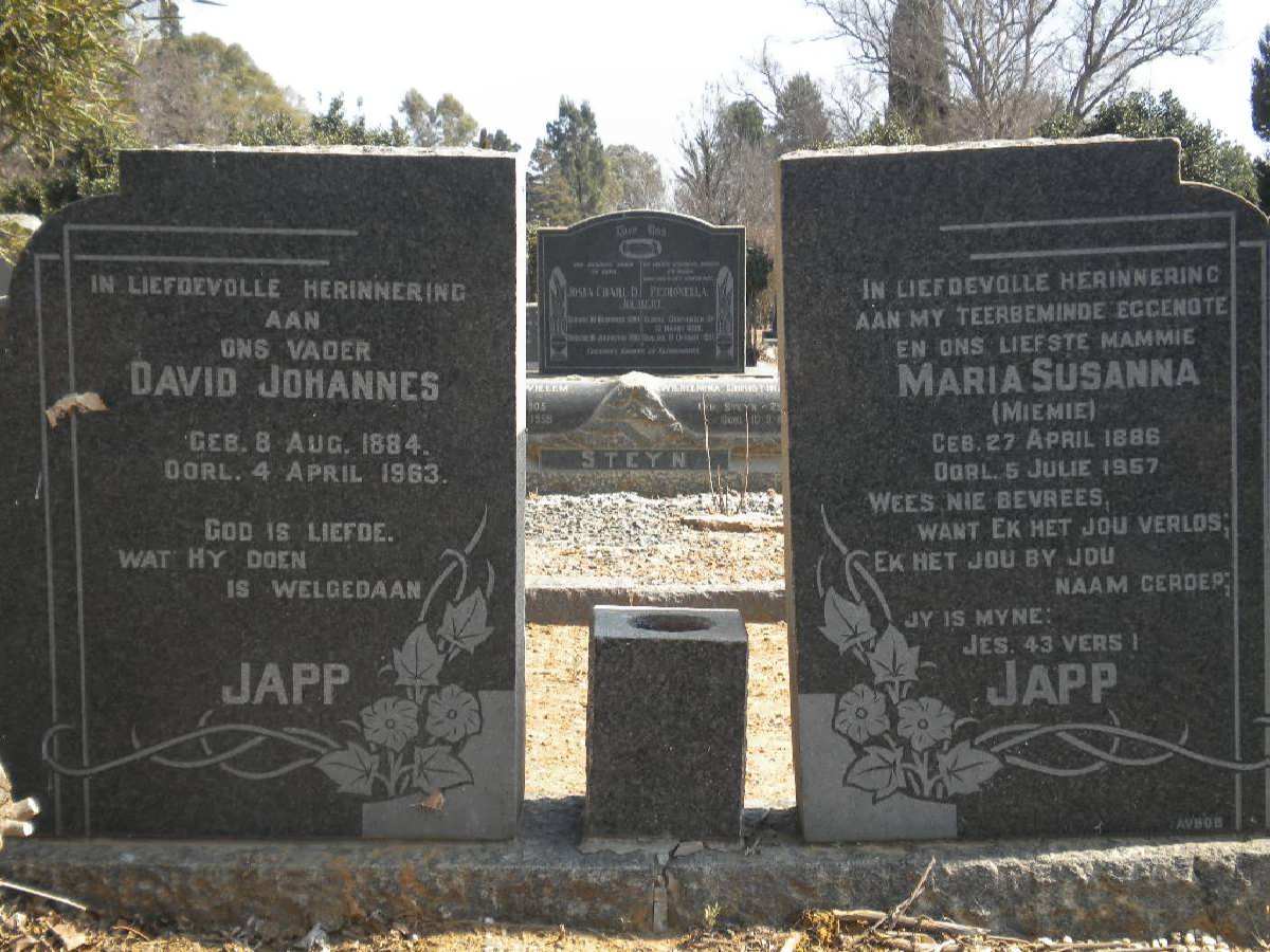 JAPP David Johannes 1884-1963 &amp; Maria Susanna 1886-1957