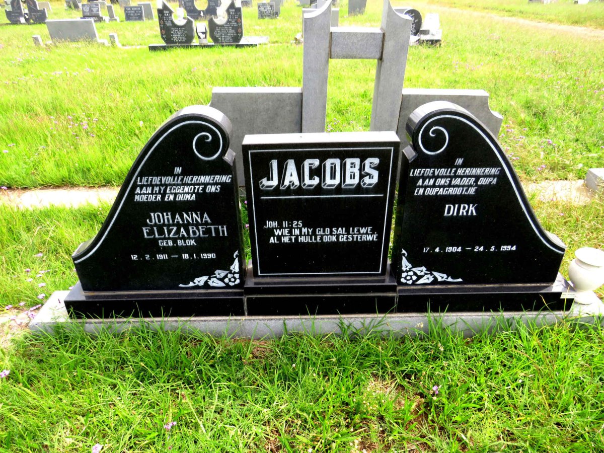 JACOBS Dirk 1904-1994 & Johanna Elizabeth nee BLOK 1911-1990